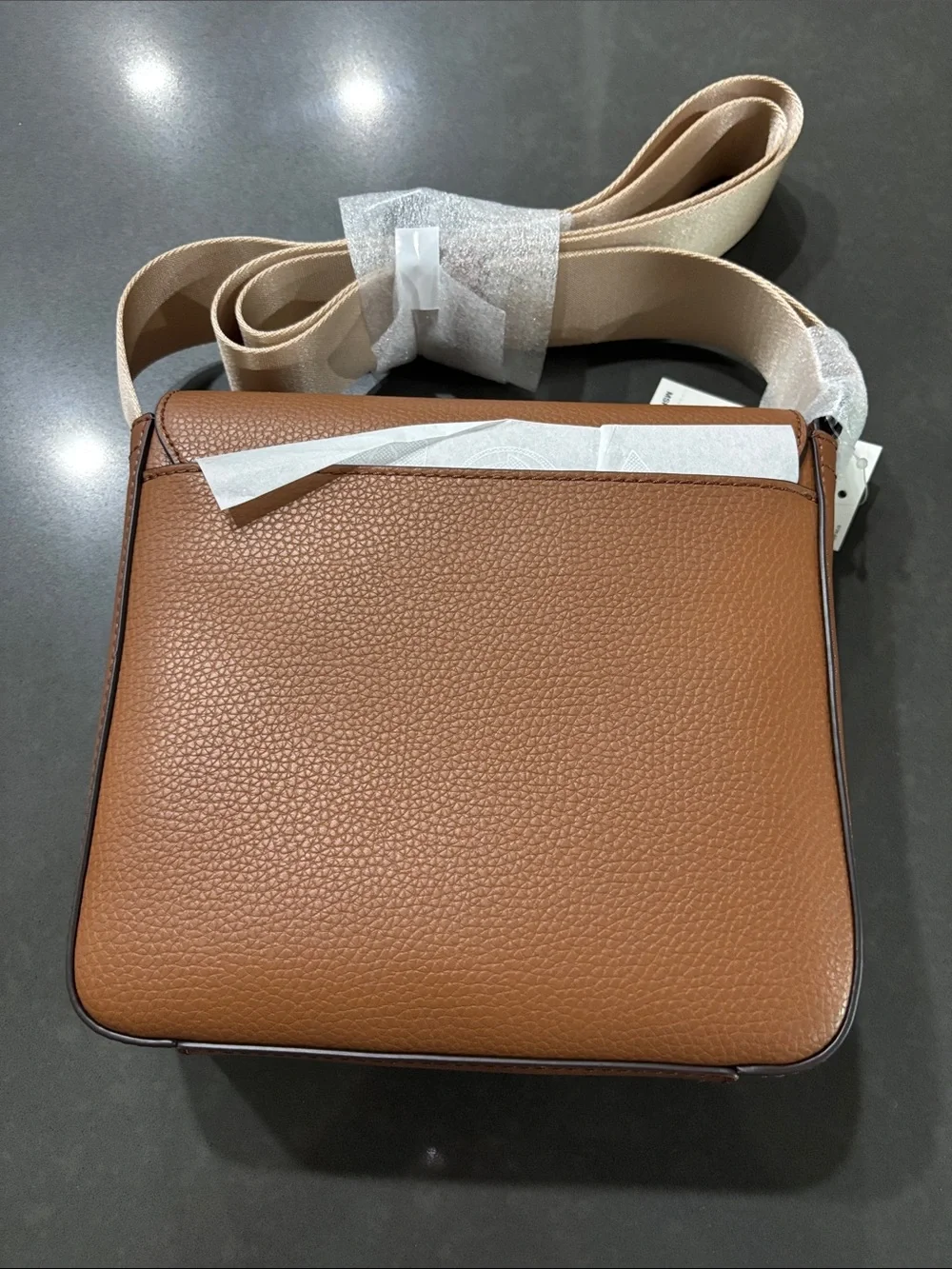 Michael Kors Tan Pebbled Leather Messenger Bag